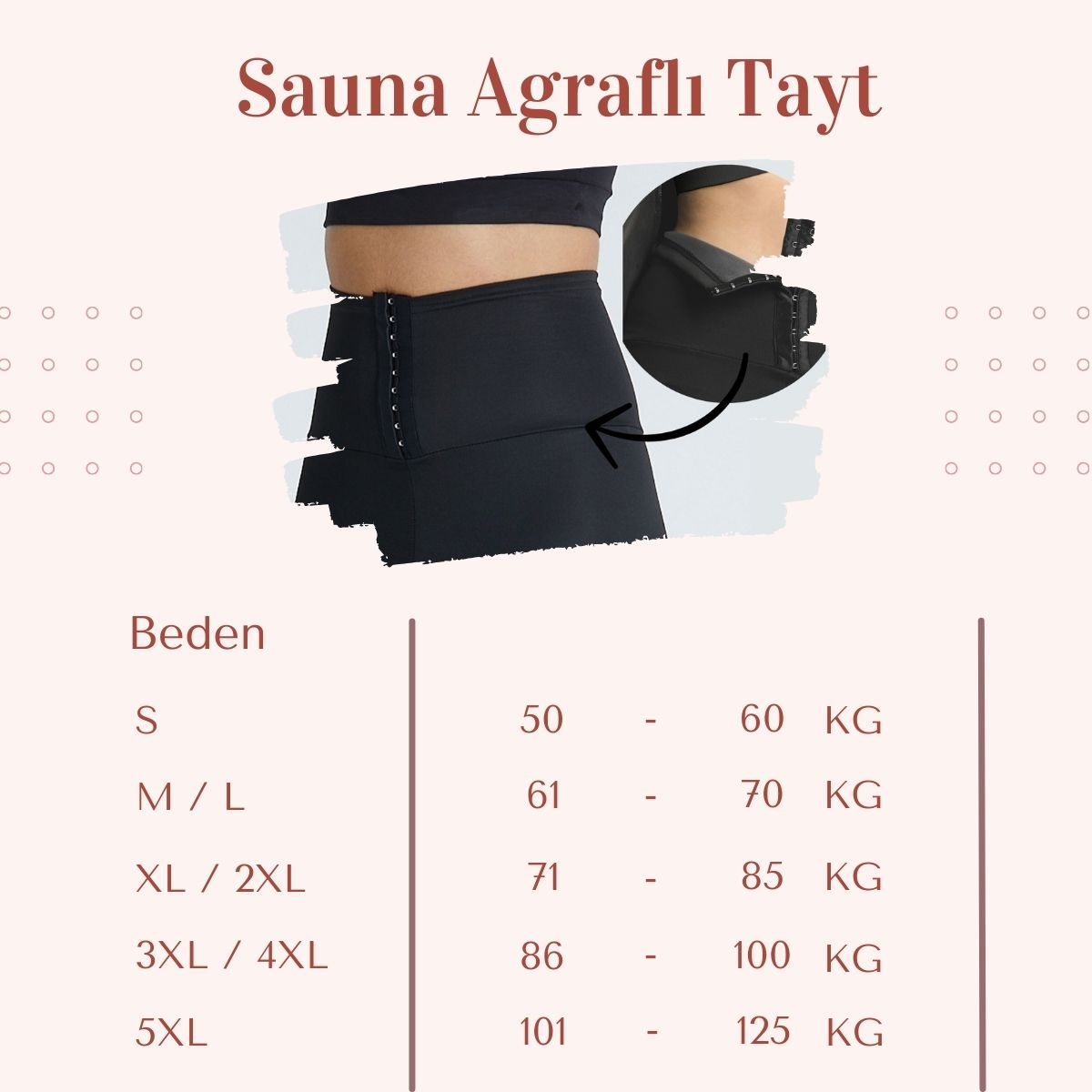 Yüksek Bel Termal Sauna Agraflı Tayt